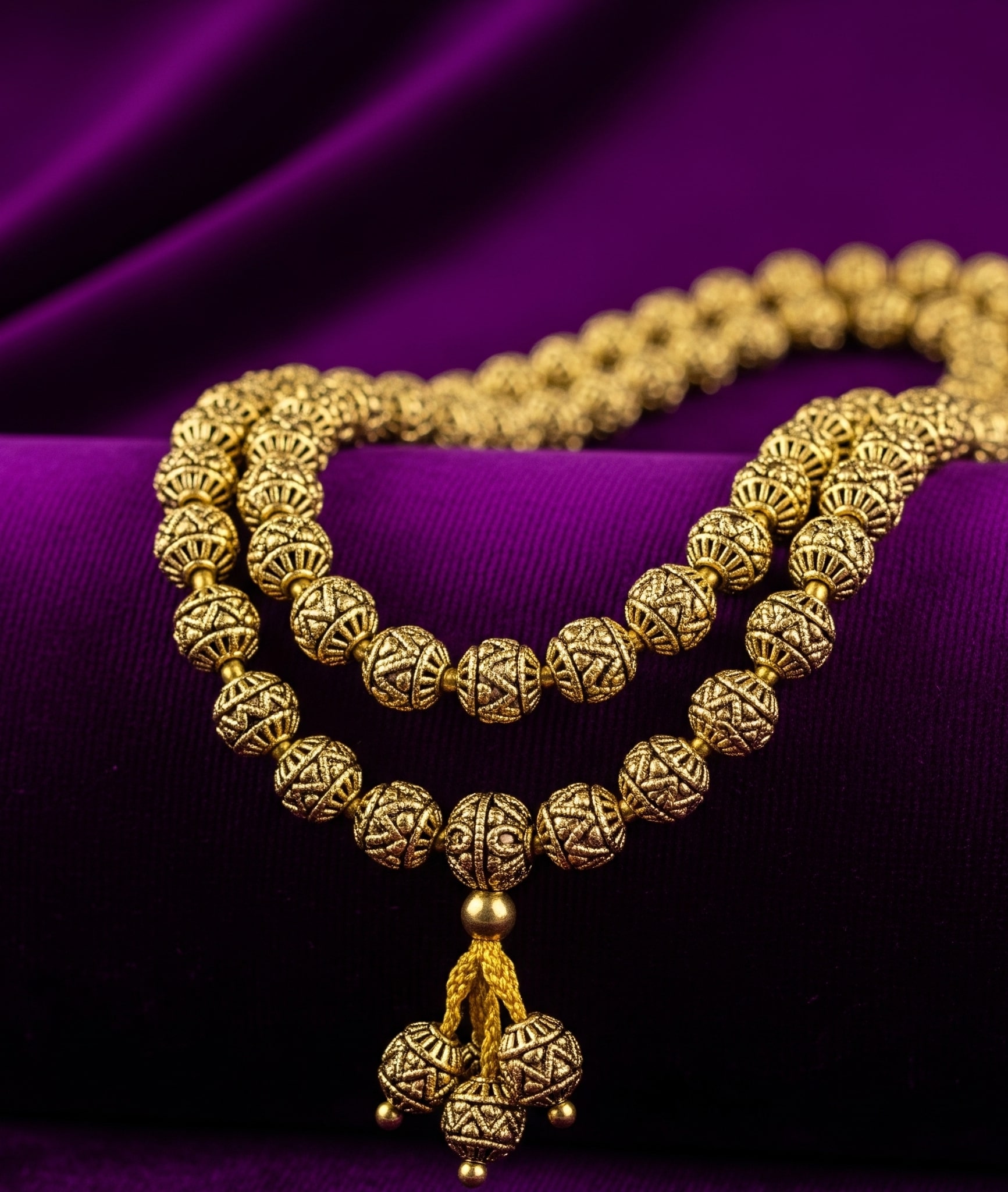 Traditional Brass Beads Mala Necklace Set